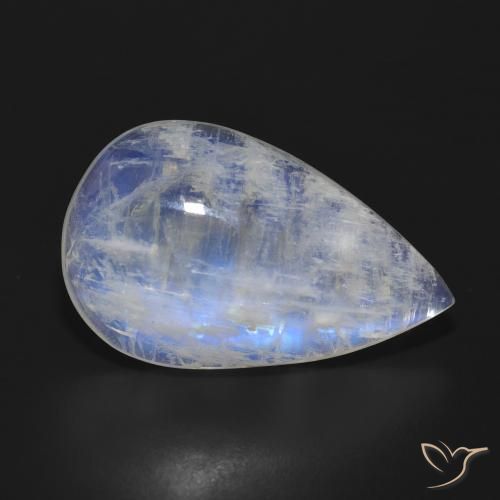 Pierre de lune arc-en-ciel Blanc bleuâtre naturelle En forme de poire, 20.73 ct, Translucide