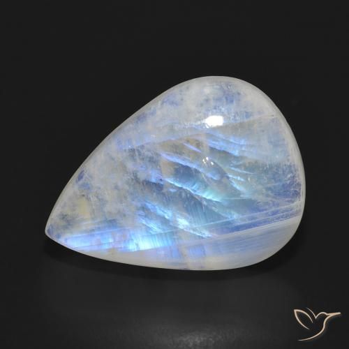 Pierre de lune arc-en-ciel Blanc bleuâtre naturelle En forme de poire, 11.87 ct, Translucide