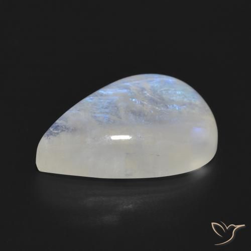 Pierre de lune arc-en-ciel Blanc bleuâtre naturelle En forme de poire, 11.87 ct, Translucide