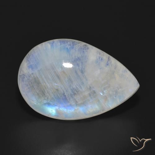 Pierre de lune arc-en-ciel Blanc bleuâtre naturelle En forme de poire, 18.25 ct, Translucide