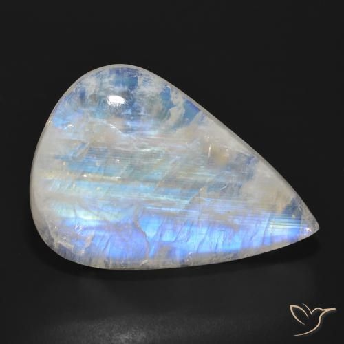 25.41ct Naturel Blanc bleuâtre Pierre de lune arc-en-ciel, En forme de poire, Translucide
