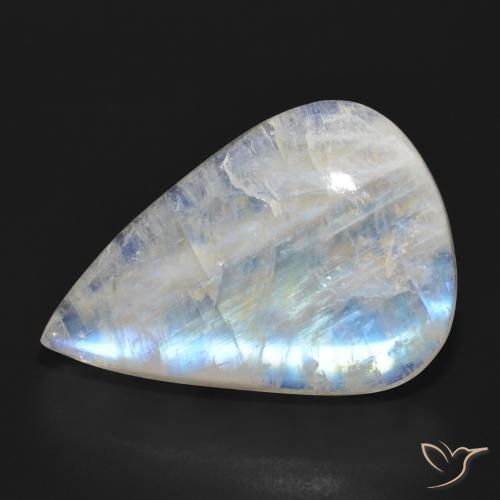 Pierre de lune arc-en-ciel Blanc bleuâtre naturelle En forme de poire, 25.41 ct, Translucide