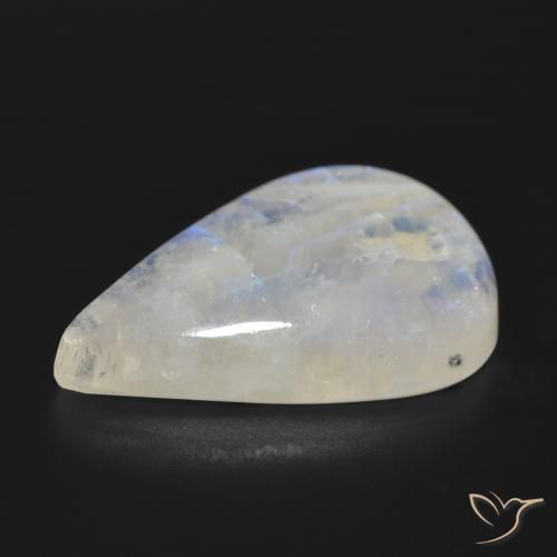 Pierre de lune arc-en-ciel Blanc bleuâtre naturelle En forme de poire, 25.41 ct, Translucide