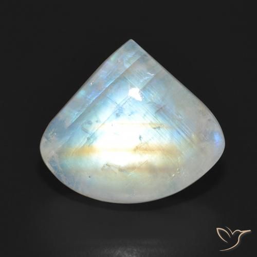Pierre de lune arc-en-ciel Blanc bleuâtre naturelle En forme de poire, 10.90 ct, Translucide