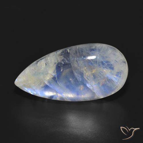 Pierre de lune arc-en-ciel Blanc bleuâtre naturelle En forme de poire, 18.02 ct, Translucide
