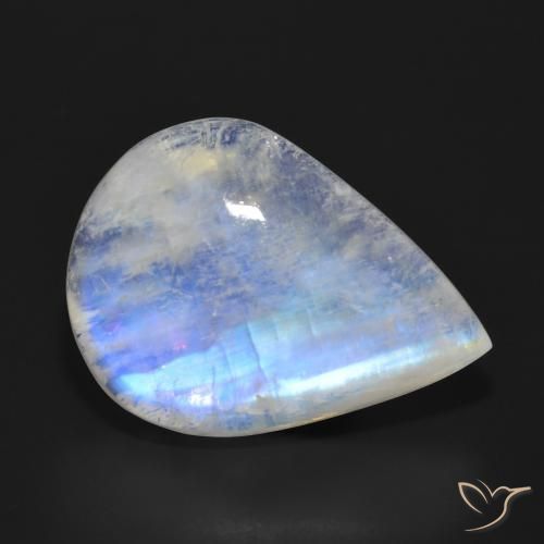 Pierre de lune arc-en-ciel Blanc bleuâtre naturelle En forme de poire, 24.76 ct, Translucide