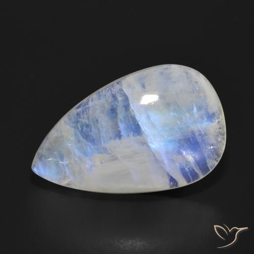 17.97ct Naturel Blanc bleuâtre Pierre de lune arc-en-ciel, En forme de poire, Translucide