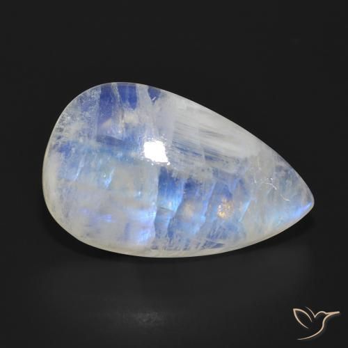 Pierre de lune arc-en-ciel Blanc bleuâtre naturelle En forme de poire, 17.97 ct, Translucide
