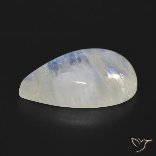 Pierre de lune arc-en-ciel Blanc bleuâtre naturelle En forme de poire, 17.97 ct, Translucide