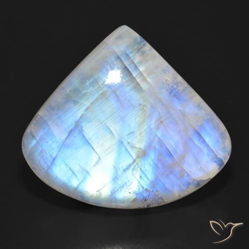 33.55ct Naturel Blanc bleuâtre Pierre de lune arc-en-ciel, En forme de poire, Translucide