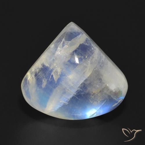 13.73ct Naturel Blanc bleuâtre Pierre de lune arc-en-ciel, En forme de poire, Translucide