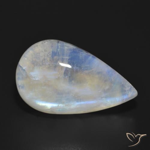 Pierre de lune arc-en-ciel Blanc bleuâtre naturelle En forme de poire, 23.70 ct, Translucide
