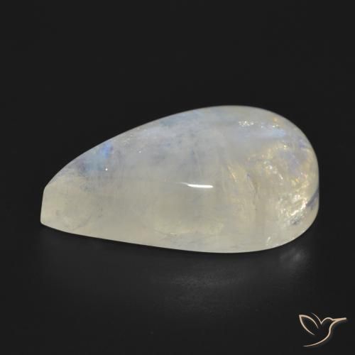 Pierre de lune arc-en-ciel Blanc bleuâtre naturelle En forme de poire, 23.70 ct, Translucide