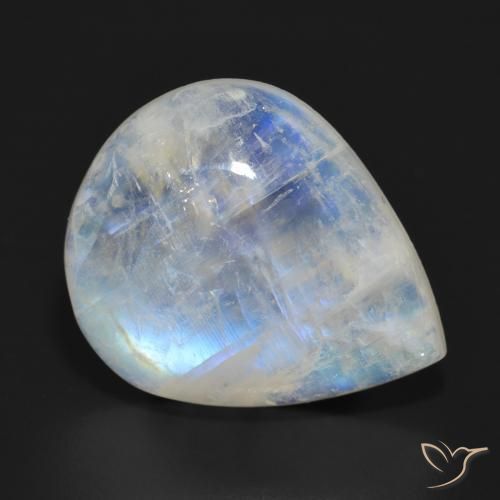 Pierre de lune arc-en-ciel Blanc bleuâtre naturelle En forme de poire, 19.29 ct, Translucide