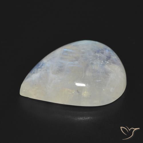 Pierre de lune arc-en-ciel Blanc bleuâtre naturelle En forme de poire, 19.29 ct, Translucide