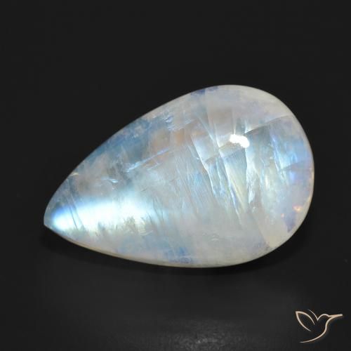 Pierre de lune arc-en-ciel Blanc bleuâtre naturelle En forme de poire, 15.38 ct, Translucide