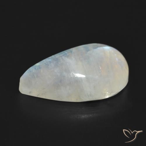 Pierre de lune arc-en-ciel Blanc bleuâtre naturelle En forme de poire, 15.38 ct, Translucide