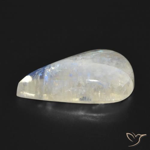 Pierre de lune arc-en-ciel Blanc bleuâtre naturelle En forme de poire, 14.33 ct, Translucide