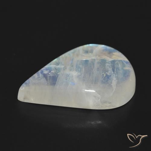 Pierre de lune arc-en-ciel Blanc bleuâtre naturelle En forme de poire, 15.14 ct, Translucide