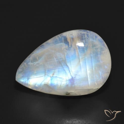 Pierre de lune arc-en-ciel Blanc bleuâtre naturelle En forme de poire, 17.74 ct, Translucide