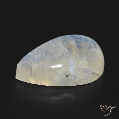 Pierre de lune arc-en-ciel Blanc bleuâtre naturelle En forme de poire, 17.74 ct, Translucide