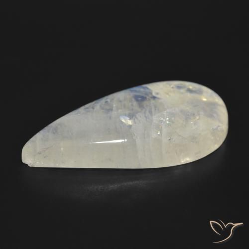 Pierre de lune arc-en-ciel Blanc bleuâtre naturelle En forme de poire, 30.09 ct, Translucide