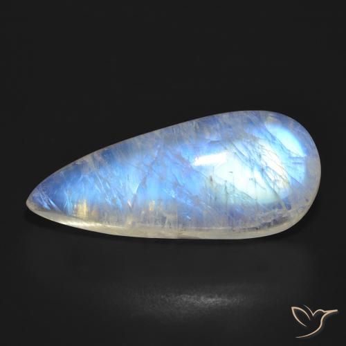 Pierre de lune arc-en-ciel Blanc bleuâtre naturelle En forme de poire, 17.24 ct, Translucide