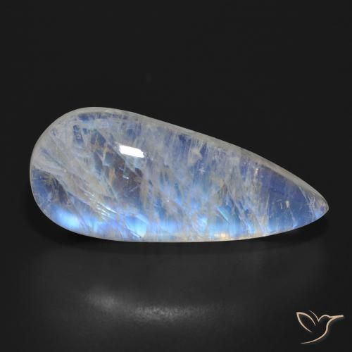 Pierre de lune arc-en-ciel Blanc bleuâtre naturelle En forme de poire, 17.24 ct, Translucide