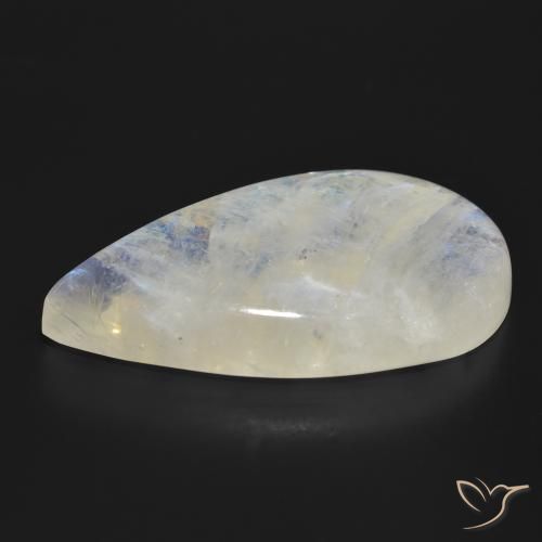 Pierre de lune arc-en-ciel Blanc bleuâtre naturelle En forme de poire, 47.03 ct, Translucide