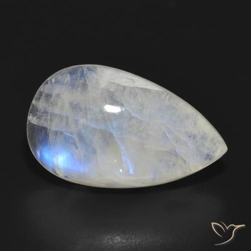 Pierre de lune arc-en-ciel Blanc bleuâtre naturelle En forme de poire, 10.47 ct, Translucide