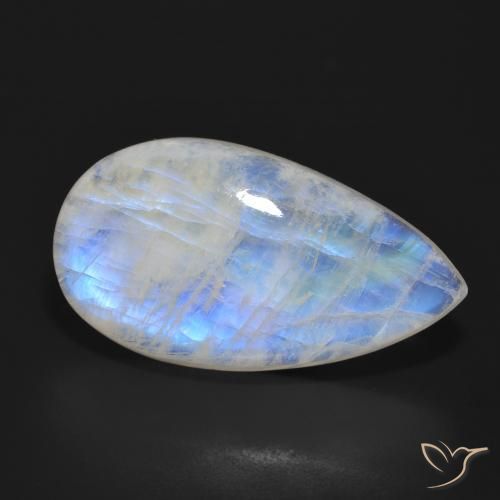 Pierre de lune arc-en-ciel Blanc bleuâtre naturelle En forme de poire, 23.96 ct, Translucide
