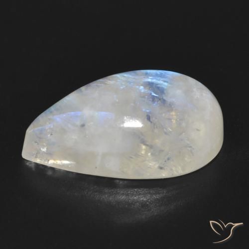 Pierre de lune arc-en-ciel Blanc bleuâtre naturelle En forme de poire, 11.69 ct, Translucide