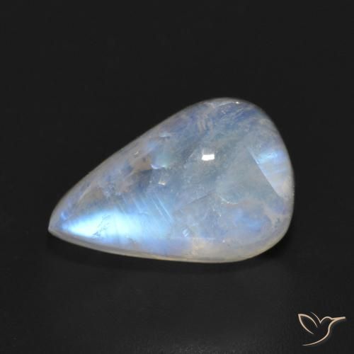 6.55ct Naturel Blanc bleuâtre Pierre de lune arc-en-ciel, En forme de poire, Translucide