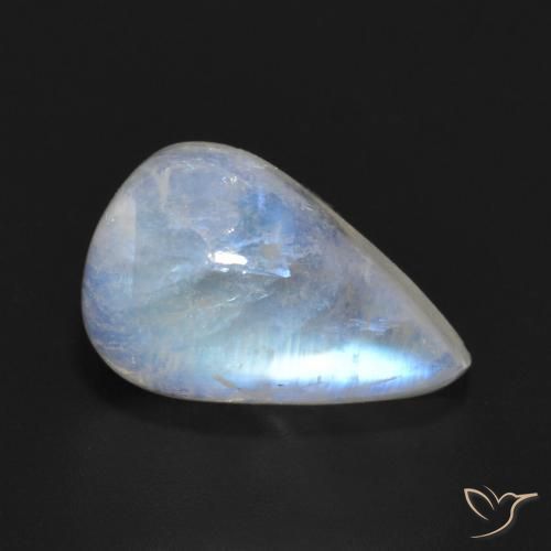 Pierre de lune arc-en-ciel Blanc bleuâtre naturelle En forme de poire, 6.55 ct, Translucide