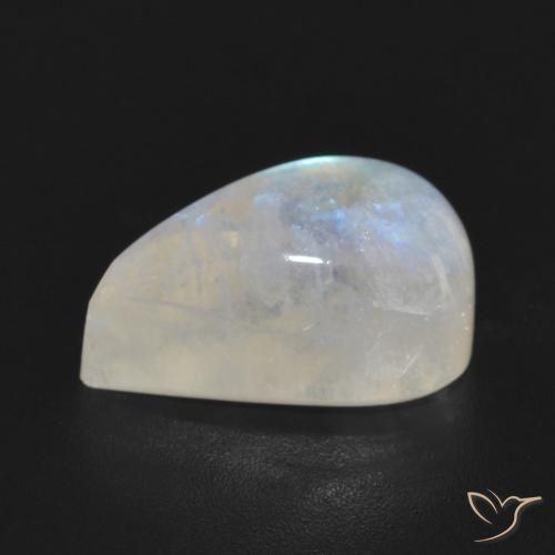 Pierre de lune arc-en-ciel Blanc bleuâtre naturelle En forme de poire, 6.55 ct, Translucide