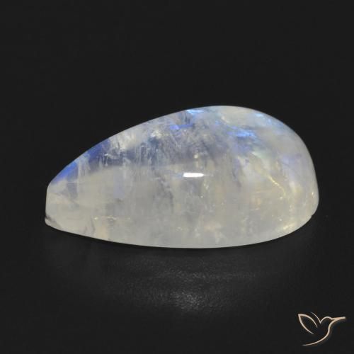 Pierre de lune arc-en-ciel Blanc bleuâtre naturelle En forme de poire, 7.10 ct, Translucide