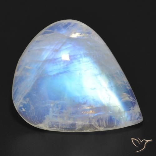 Pierre de lune arc-en-ciel Blanc bleuâtre naturelle En forme de poire, 18.06 ct, Translucide