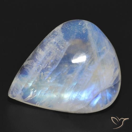 Pierre de lune arc-en-ciel Blanc bleuâtre naturelle En forme de poire, 18.06 ct, Translucide