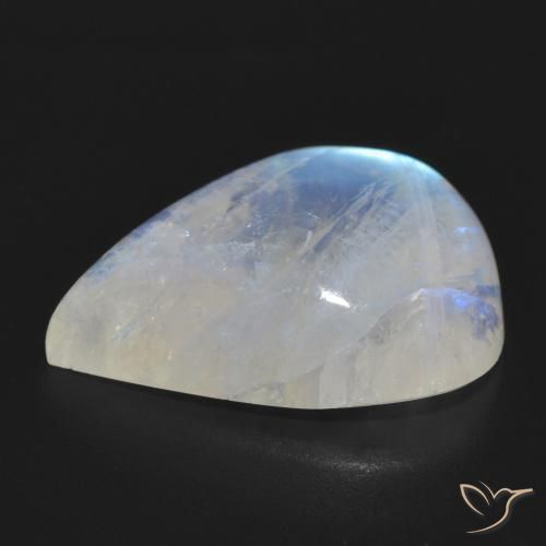 Pierre de lune arc-en-ciel Blanc bleuâtre naturelle En forme de poire, 18.06 ct, Translucide