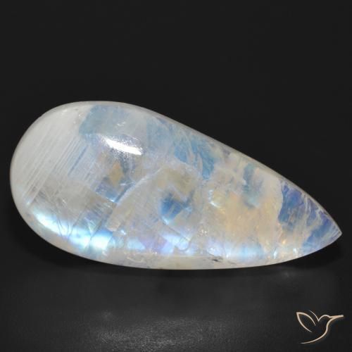 Pierre de lune arc-en-ciel Blanc bleuâtre naturelle En forme de poire, 23.92 ct, Translucide