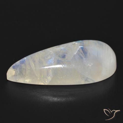 Pierre de lune arc-en-ciel Blanc bleuâtre naturelle En forme de poire, 23.92 ct, Translucide