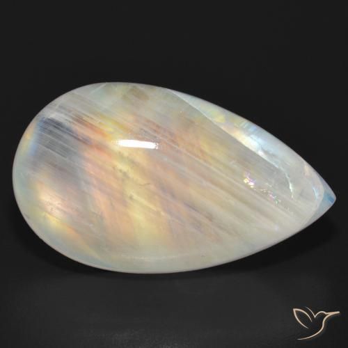 Pierre de lune arc-en-ciel Blanc bleuâtre naturelle En forme de poire, 23.63 ct, Translucide