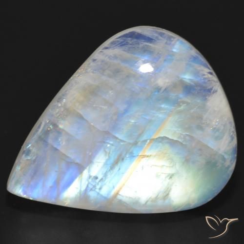 20.35ct Naturel Blanc bleuâtre Pierre de lune arc-en-ciel, En forme de poire, Translucide
