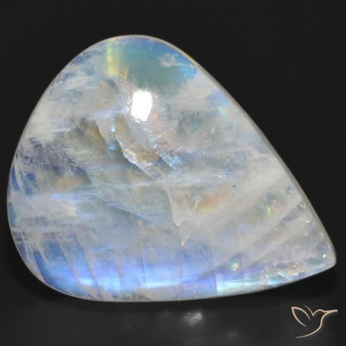 Pierre de lune arc-en-ciel Blanc bleuâtre naturelle En forme de poire, 20.35 ct, Translucide