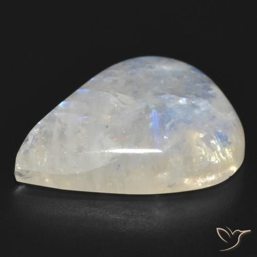 Pierre de lune arc-en-ciel Blanc bleuâtre naturelle En forme de poire, 20.35 ct, Translucide