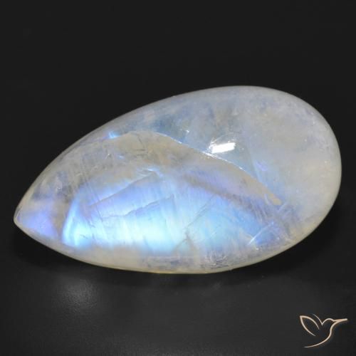 20.60ct Naturel Blanc bleuâtre Pierre de lune arc-en-ciel, En forme de poire, Translucide