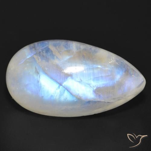 Pierre de lune arc-en-ciel Blanc bleuâtre naturelle En forme de poire, 20.60 ct, Translucide