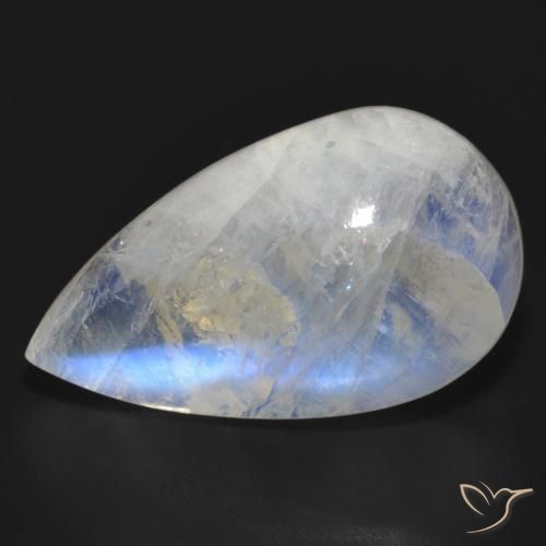 Pierre de lune arc-en-ciel Blanc bleuâtre naturelle En forme de poire, 22.05 ct, Translucide