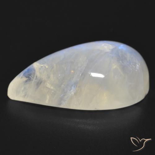 Pierre de lune arc-en-ciel Blanc bleuâtre naturelle En forme de poire, 22.05 ct, Translucide