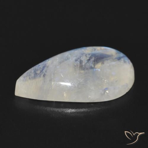 Pierre de lune arc-en-ciel Blanc bleuâtre naturelle En forme de poire, 7.51 ct, Translucide